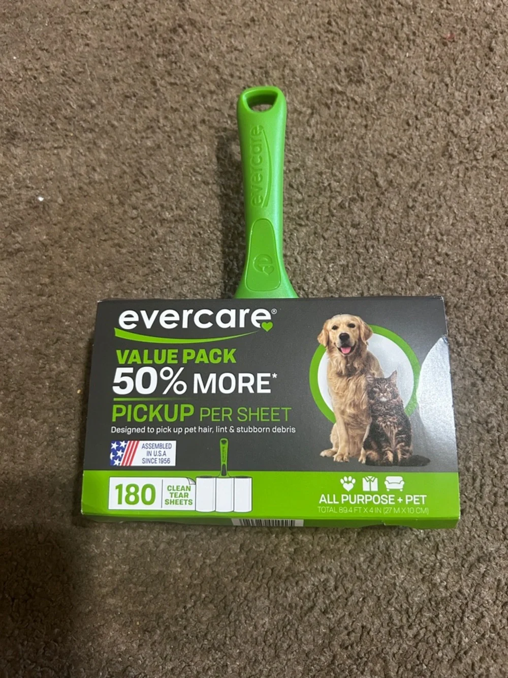 Evercare Green Pet Hair Lint Roller Refill Value Pack - 180 Sheets